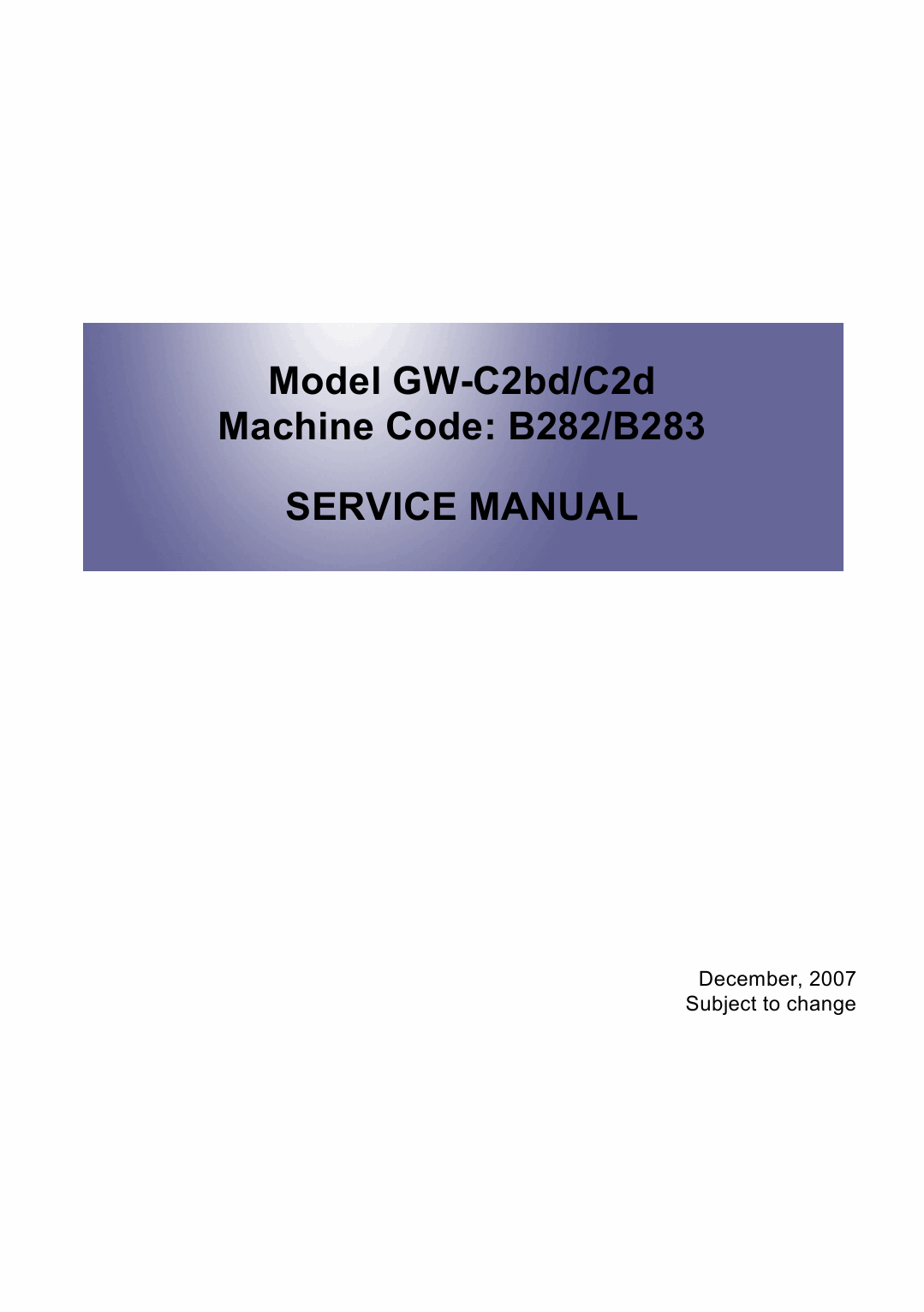 RICOH Aficio MP-1810L MP1810LD B282 B283 Service Manual-1